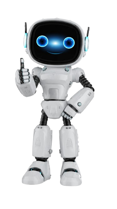 Robot mascotte con email — contatta Omnialan per il tuo progetto web