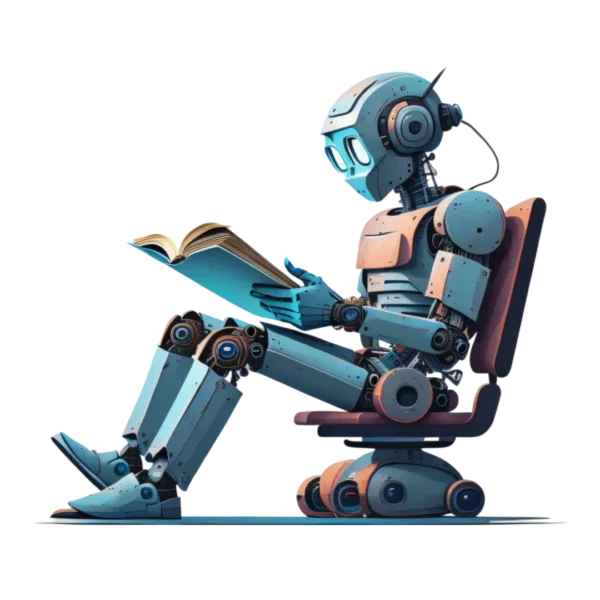 Robot AI che legge un libro — Omnialan, agenzia web e intelligenza artificiale